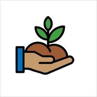 A hand holding a plant with a green sprout vector
