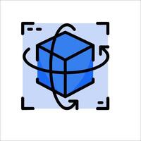 A blue cube with arrows and a circle around it vector