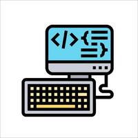 Computer and keyboard icon illustration vector