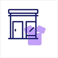 A purple icon of a store with a t - shirt in the window vector
