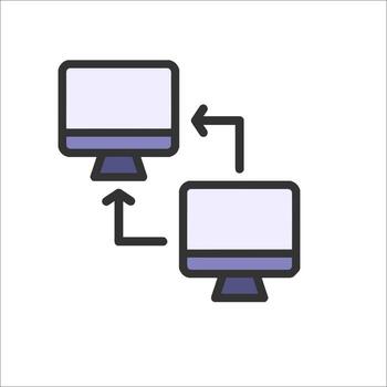 un computadora pantalla con dos monitores conectado a cada otro vector