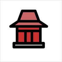 A red and black building icon vector