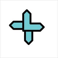 A blue cross with arrows pointing to it vector