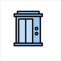 A blue and white icon of a vending machine vector