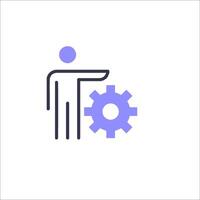 A person pointing to a gear icon vector