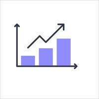 A graph chart with an arrow going up vector