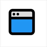 A blue and black icon of a computer vector