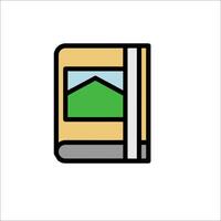 A book icon with a mountain in the background vector