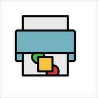 A printer icon with a red, yellow and green square vector