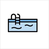 A blue and white line icon of a pool vector