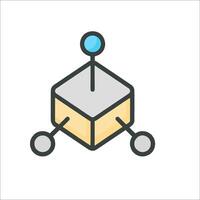 A cube with a blue dot on top vector