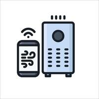 A smartphone and a computer are connected to a router vector