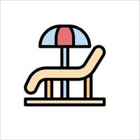 A beach chair with an umbrella on top vector