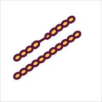 A pair of yellow and maroon beads on a white background vector