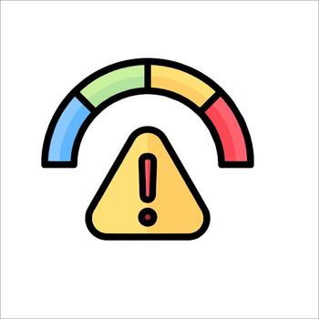 A colorful meter with a warning sign on it vector