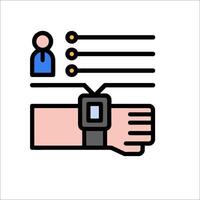 A hand holding a smart watch with a person on it vector