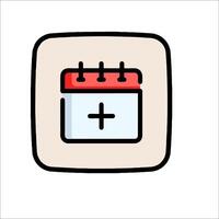 A calendar icon with a plus sign on it vector