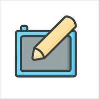 A pencil and a tablet icon on a white background vector