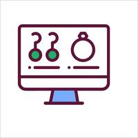 A computer screen with a green and blue icon vector