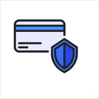 Credit card icon with shield and shield icon vector