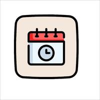 A calendar icon with a clock on it vector