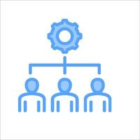 A group of people are standing around a gear vector