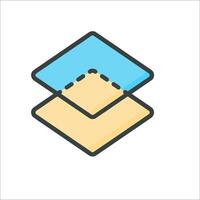 A flat icon of a square with a blue square vector