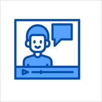 chat icon with a person in front of a player vector