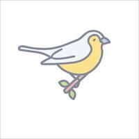 A bird on a branch with leaves vector