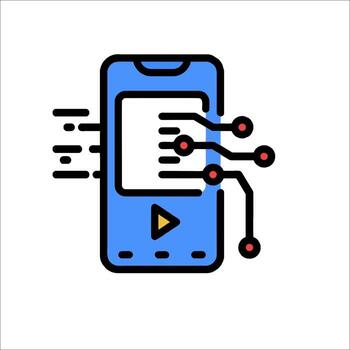 A mobile phone with a playing on it vector