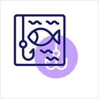 A fish and hook icon on a white background vector