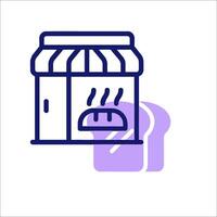 A bread shop icon with a sign that says bread vector