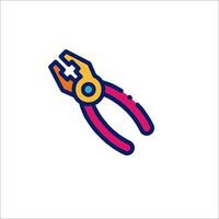 A pliers icon with a colorful handle vector