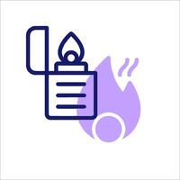 A lighter with a flame and a paper vector