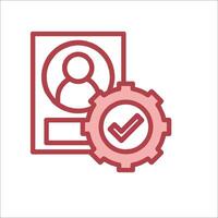 A red icon with a check mark and a person vector