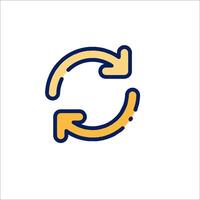 A circular arrow icon with a yellow and blue color vector