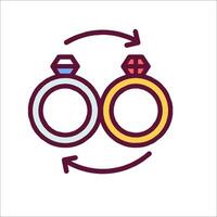 Two rings are shown in a circle with arrows pointing to them vector