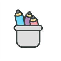 A colorful pencils in a bucket icon vector
