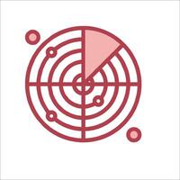 A red and white icon of a compass vector