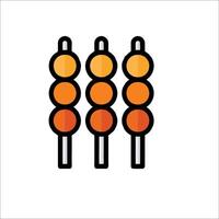A line drawing of three skewers on a stick vector