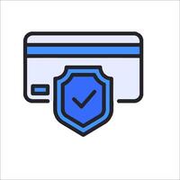 Credit card icon with shield and check mark vector