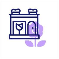 A purple flower and a building icon vector
