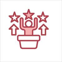 A red icon of a person in a bucket with stars vector
