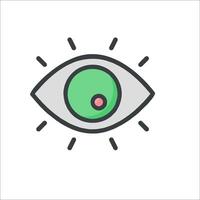 An eye icon with a green dot in the center vector