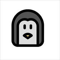 A penguin icon with a black and white background vector