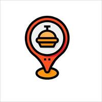 A map marker with a burger on it vector