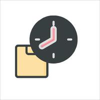 A clock and a folder icon on a white background vector