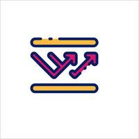 A flat icon of a computer with arrows pointing up vector