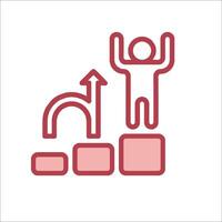 A man is standing on top of a block with an arrow pointing up vector