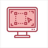 A computer monitor with a red outline vector